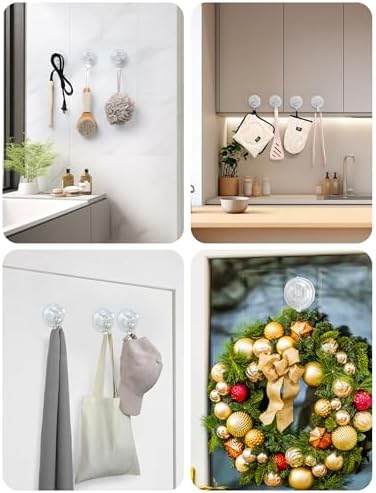 AENTGIU 5 Pack Strong Suction Cup Hooks for Glass Wood and All Surfaces