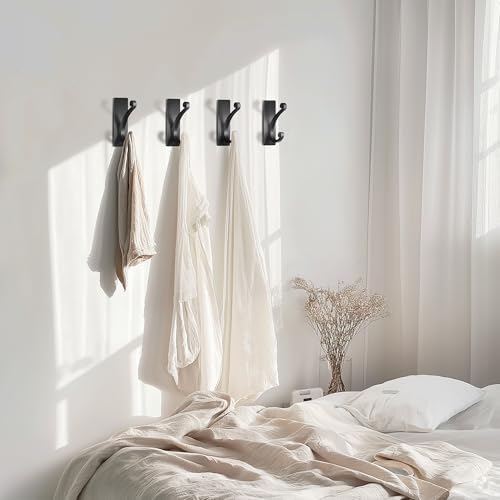 Adhesive Wall Hook for Towel Coat - 10LB Matt Black 4-Pack