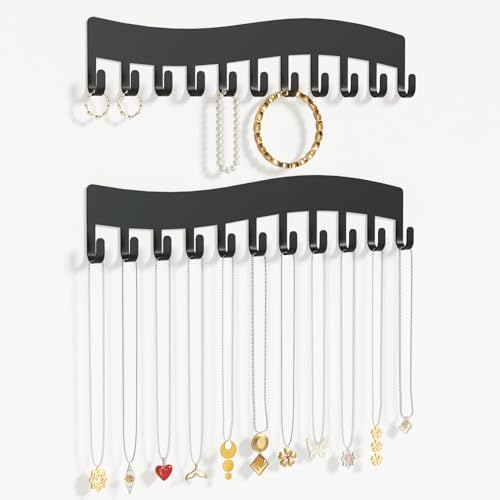 Wall Necklace Organizer Holder Black Jewelry Display Hanger