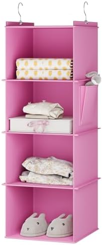 YOUDENOVA 4-Shelf Hanging Closets Organizer Light Pink
