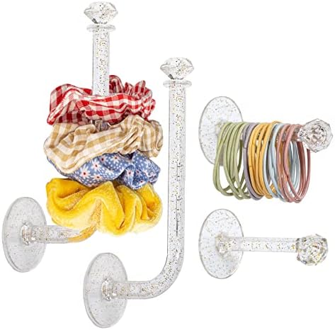 4pcs Clear Glitter Scrunchie Holder Organizer for Hair Accessories