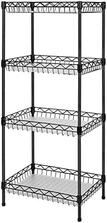 4-Tier Wire Shelving Unit with Baskets Black