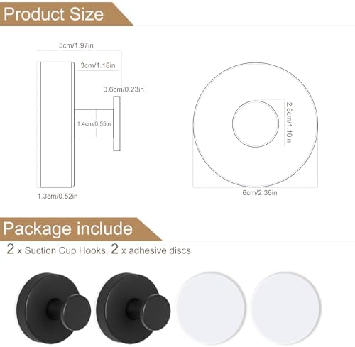 ZESLMG Suction Cup Hooks for Glass Wall 2 Pack