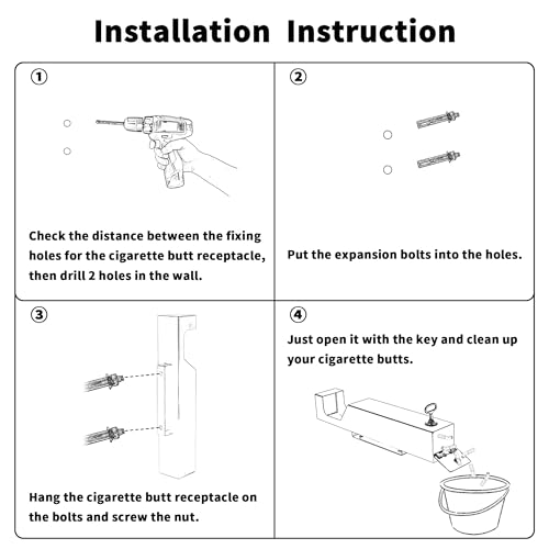 AIWFL Large Capacity Wall Mounted Trash Can Stainless Steel Outdoor Rainproof 19 Inch