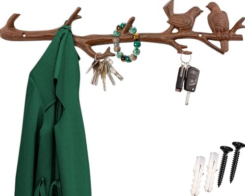 Cast Iron Birds On Branch Hook Rack with 6 Hooks
