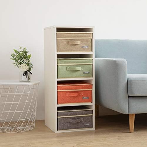 YueYue 4 Pack Lidded Fabric Storage Boxes with Handles