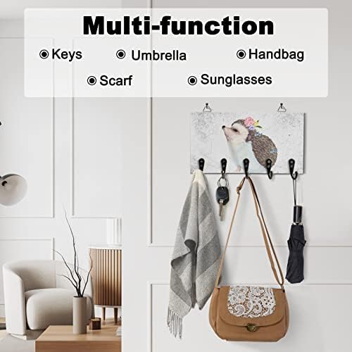Rustic Wall Key Holder with 5 Hooks for Entryway and Hallway
