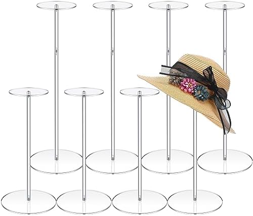 Geetery 8 Pcs Acrylic Hat Stand Adjustable Display Rack