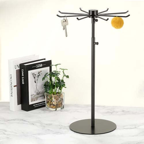 Uxcell Keychain Display Stand with 8 Hooks and 360 Degree Rotation