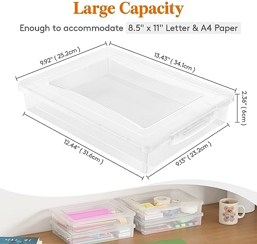 Lifewit 4 Pack Clear Plastic Storage Boxes with Latching Lids
