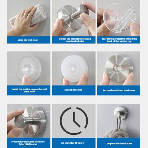 Stainless Steel Suction Cup Hooks for Wreaths 8PCS