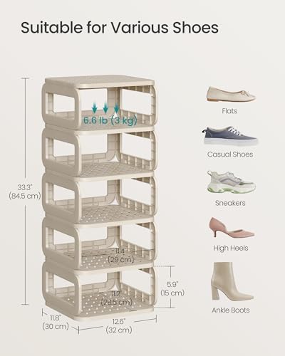 SONGMICS Narrow Shoe Rack with 6 Shelves