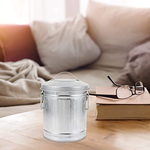 Vintage Iron Stationery Storage Barrel Mini Desktop Trash Can for Office and Home