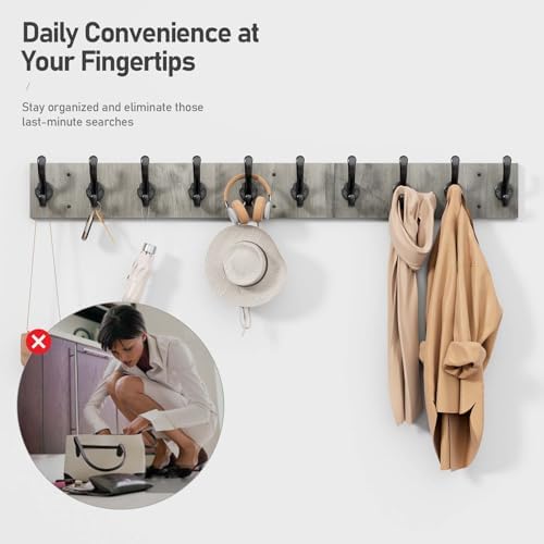 Tatub 386 Inch Farmhouse Coat Rack with 10 Hooks