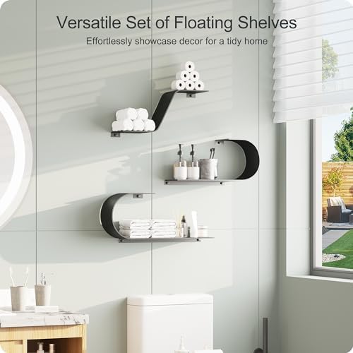 Butunita Black Floating Shelves Set of 3