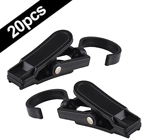 20PCS Black Swivel Laundry Hooks with Strong Grip
