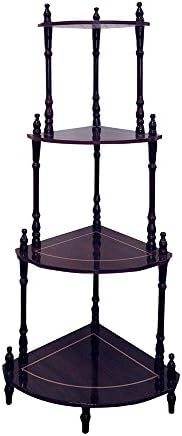 39 Inch Tall 4 Tier Wooden Corner Shelf Cherry