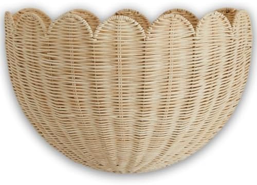 BEBE BASK Scalloped Wicker Wall Basket - 16x10x7 Inch Natural