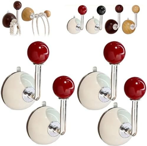 Suction Cup Hooks 4 Pack Multi-Purpose Red