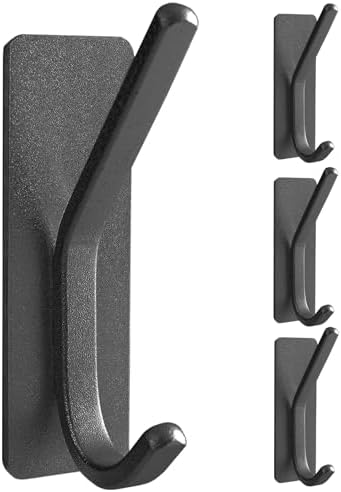 Paoli Heavy Duty Adhesive Hooks Set of 4 Black 30 lb Load