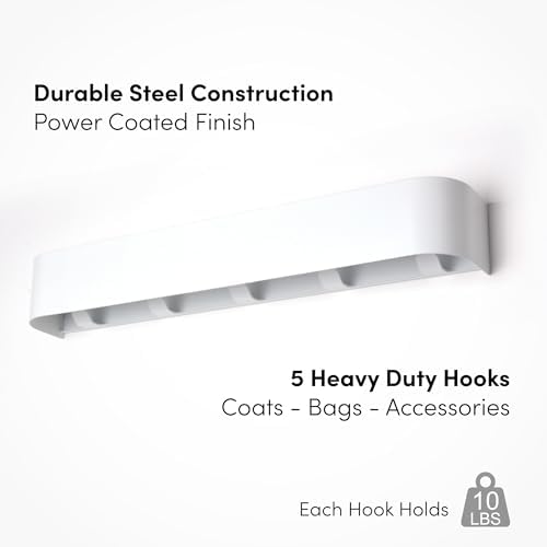 Modern Wall-Mounted Coat Rack with Shelf and 5 Hooks