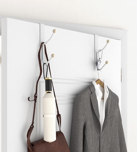 KitchLife Door Hooks 2 Pack White Heavy Duty