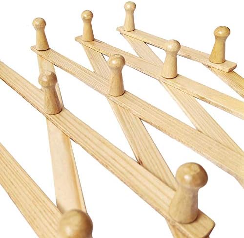 AMAPON Expandable Wall Wooden Coat Rack 13 Hooks