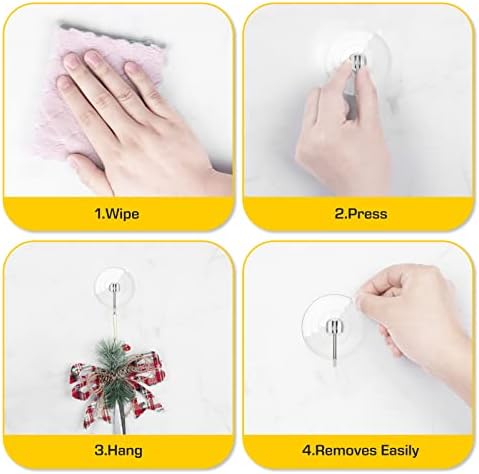 HangerSpace Suction Cup Hooks 8 Pack 25 Inch Clear PVC with Metal Hooks