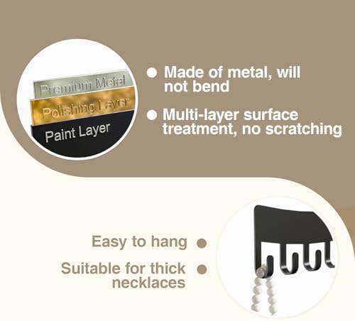 Wall Necklace Organizer Holder Black Jewelry Display Hanger