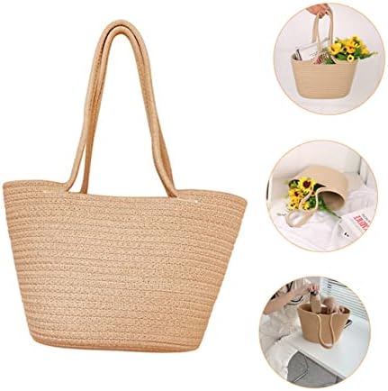 VOSAREA Khaki Woven Storage Basket for Home and Garden