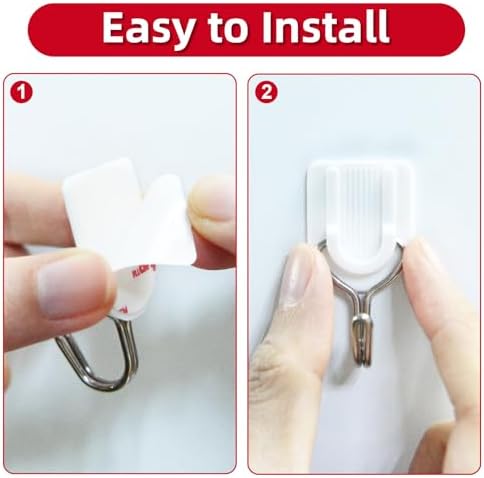 25 Heavy Duty Wire Hooks with Adhesive Strips Damage Free Removable for Keys Towels Hats and Coats