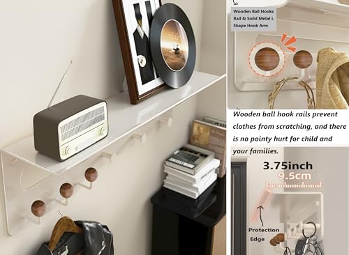 Modern Wall Mount Coat Rack with 6 Hooks and Shelf