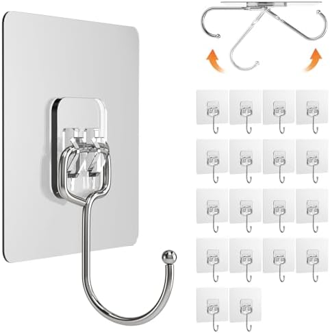 Lsnisni 20 Pack Heavy Duty Adhesive Hooks