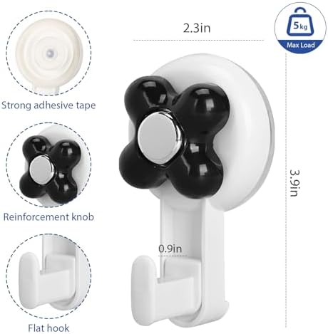 Reusable Suction Cup Hooks 4 Pack Black
