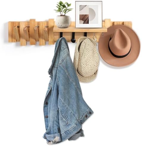 Zingoetrie Wooden Coat Rack with 11 Hooks Wall Mount