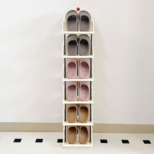 Narrow 6 Tier Plastic Shoe Rack for Home Entryway and Corner