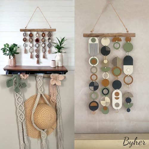 BYHER 15 Inch Driftwood Jewelry Hanger - Rustic Branch Decor with 5 Hooks