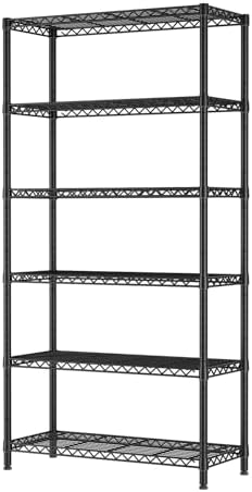 6 Tier Metal Shelf Organizer Storage Unit Black