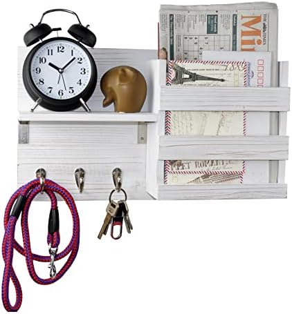 Spiretro Wall Key Hooks Holder with Mail Sorter and Floating Shelf