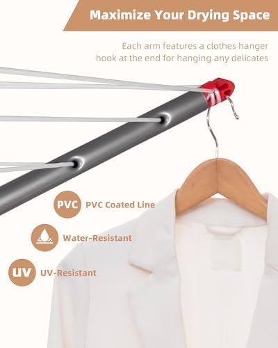 STORAGE MANIAC Outdoor Umbrella Drying Rack with 12 Lines and 164 Feet Drying Space