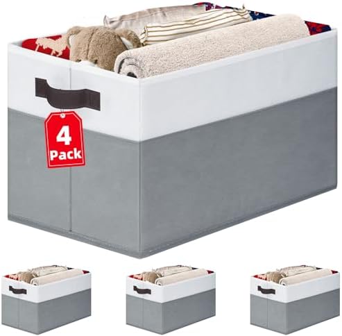 Criusia 4 Pack Storage Baskets for Shelves and Closets