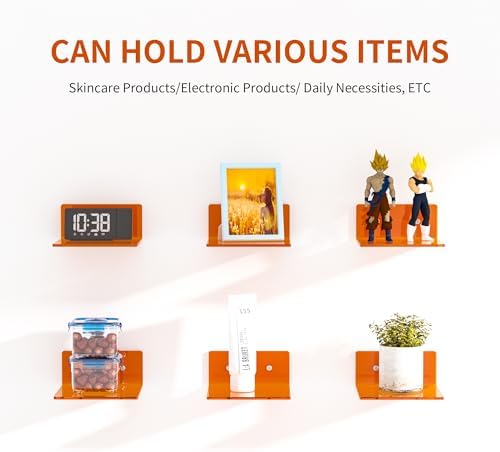 6 Inches Orange Wall Shelves Set of 2