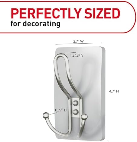 Command X-Large Satin Nickel Triple Hook No Tools Wall Mount