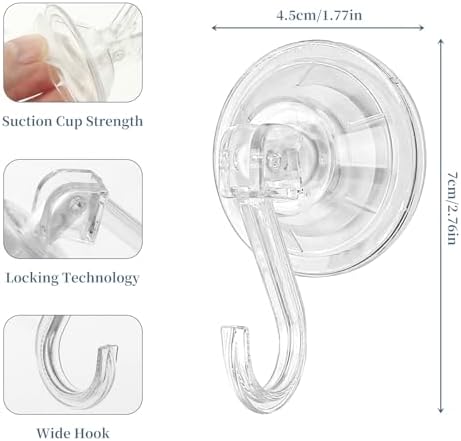 Suction Cup Hooks 4 Pack Reusable and Powerful for Shower and Kitchen Use