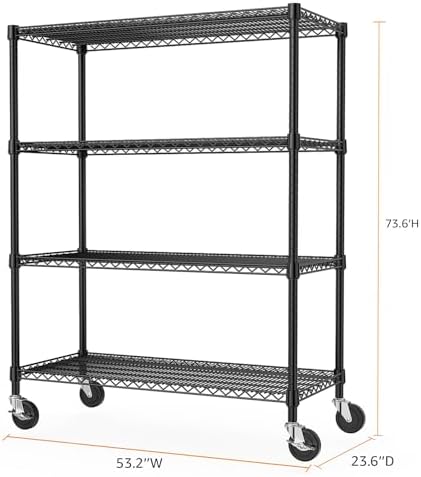 Heavy Duty 4 Tier Metal Shelving Unit Black