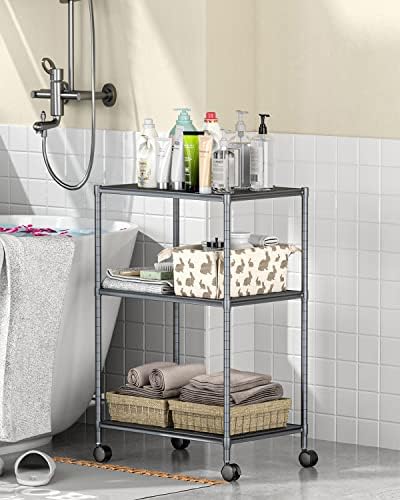 OVICAR 3-Tier Steel Wire Storage Shelving Unit with Wheels