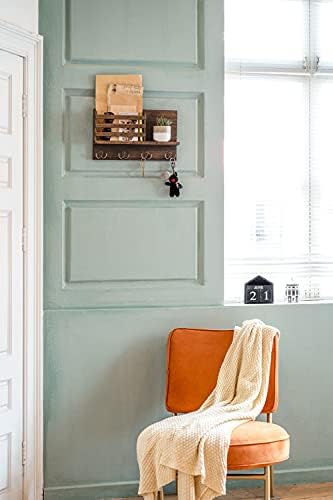 Dahey Wall Mounted Mail Holder Key Organizer with Floating Shelf and 4 Hooks
