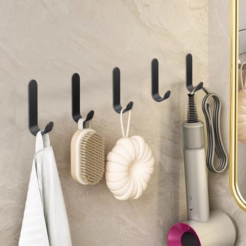 ATDOALL Adhesive Towel Hooks 20PCS Stainless Steel Wall Hooks Black
