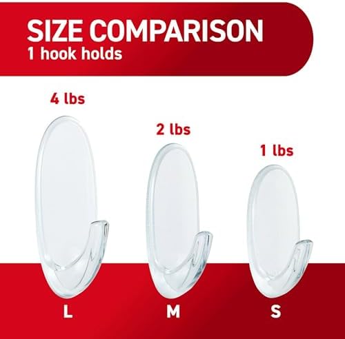 3M Command Medium Clear Wall Hooks with Adhesive 7 Hooks and 12 Strips