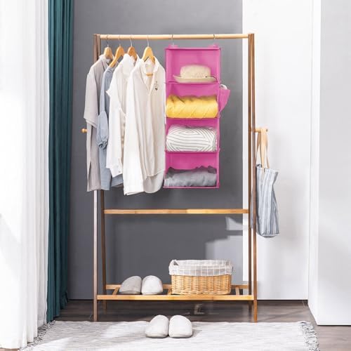 YOUDENOVA 4-Shelf Hanging Closets Organizer Light Pink